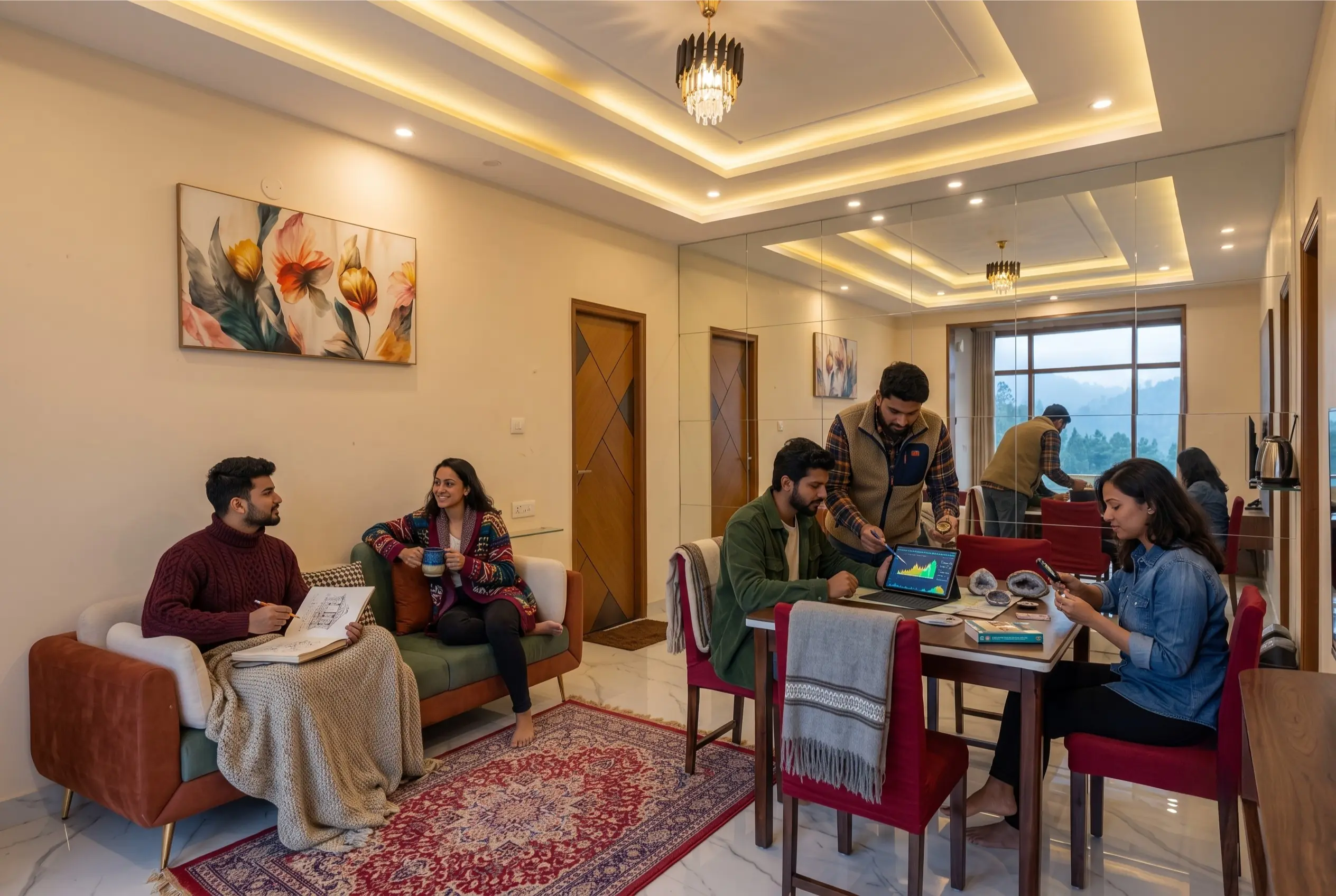 Living and dining area at Eternal Kodaikanal